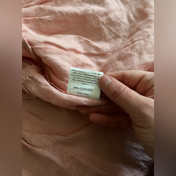 Grae Cove Women’s Pale Pink Midi 100% Linen Dress Ruffle - Size Medium - Picture 7 of 9